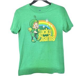 Old navy  T-shirt Lucky Charms Cereal Logo Youth Size XL Size 14 Size 15 Green